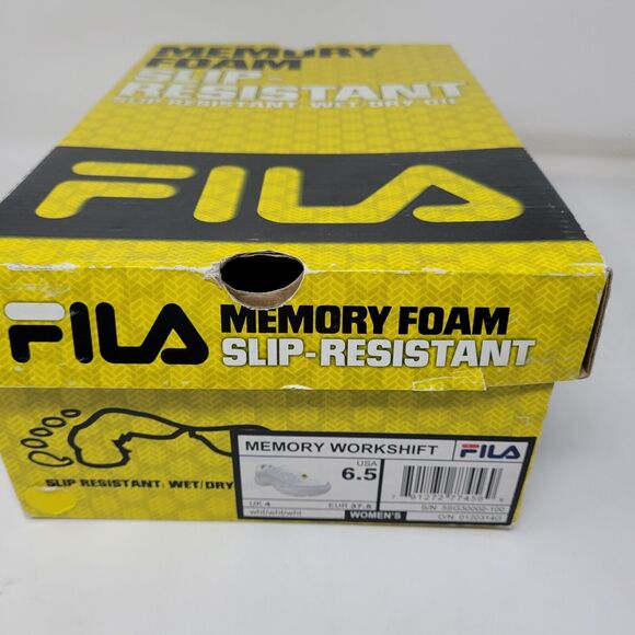 Fila Womens 6.5 Memory Workshift Slip Resistant Work Shoe White Restaurant Work - Picture 2 of 9